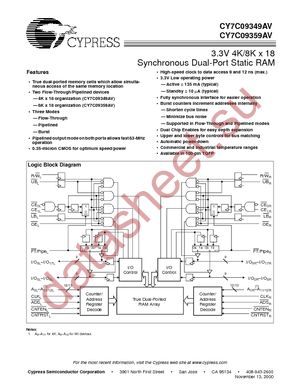 CY7C09349AV-12AC datasheet  